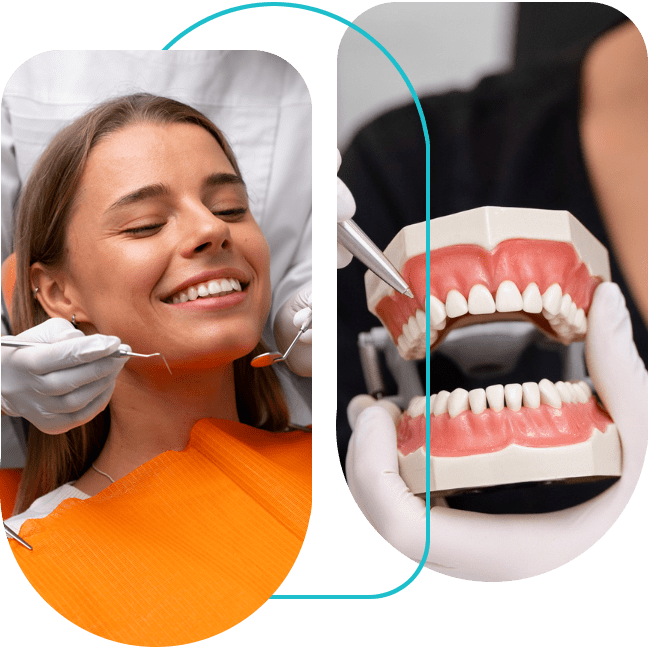Chipped tooth being treated with dental bonding