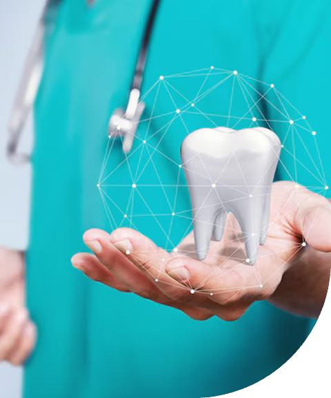Dentist performing cavity filling with composite material